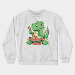 Cute T-Rex Eating Ramen Japanese Dinosaur Funny Gift For Ramen Lover Crewneck Sweatshirt